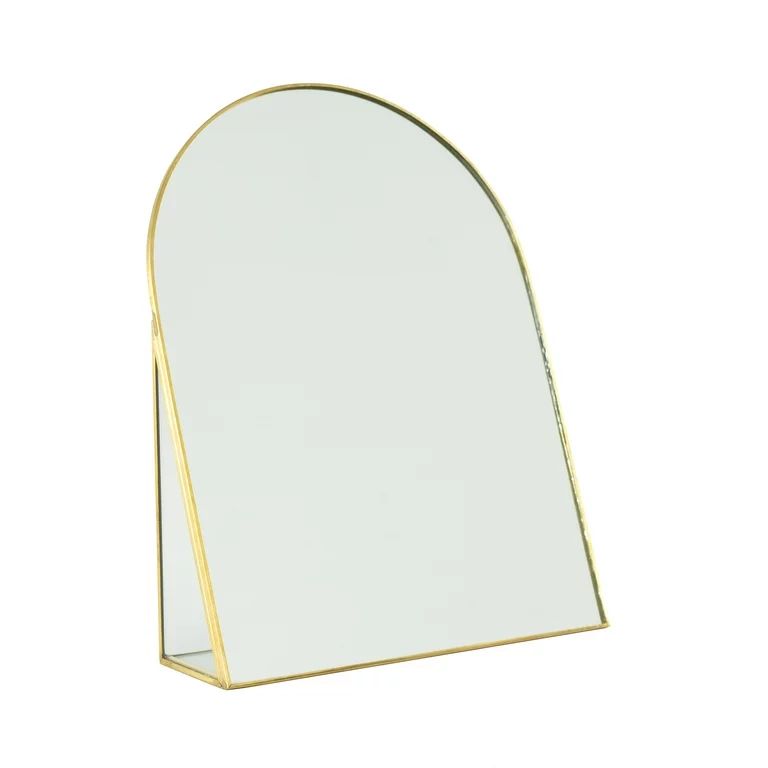 Arched Gold Metal 9.5" Decorative Slanted Tabletop Mirror - Walmart.com | Walmart (US)