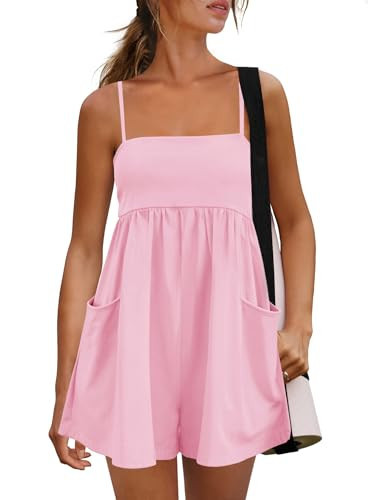 Yanekop Womens Summer Romper Shorts Workout Athletic Romper Casual Spaghetti Strap One Piece Jump... | Amazon (US)
