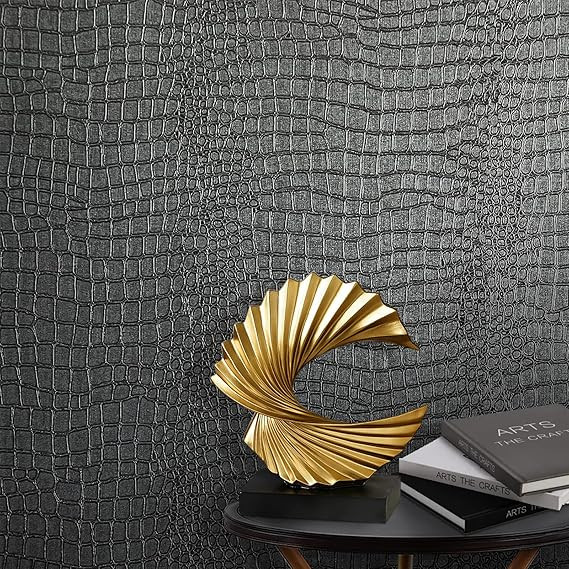 Zeeko Black Peel and Stick Wallpaper 17.3" x 394" Removable Crocodile Wallpaper Embossed Contact ... | Amazon (US)
