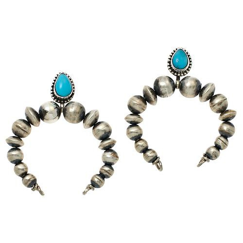 Chaco Canyon Navajo Pearl and Kingman Turquoise Naja Drop Earrings | HSN