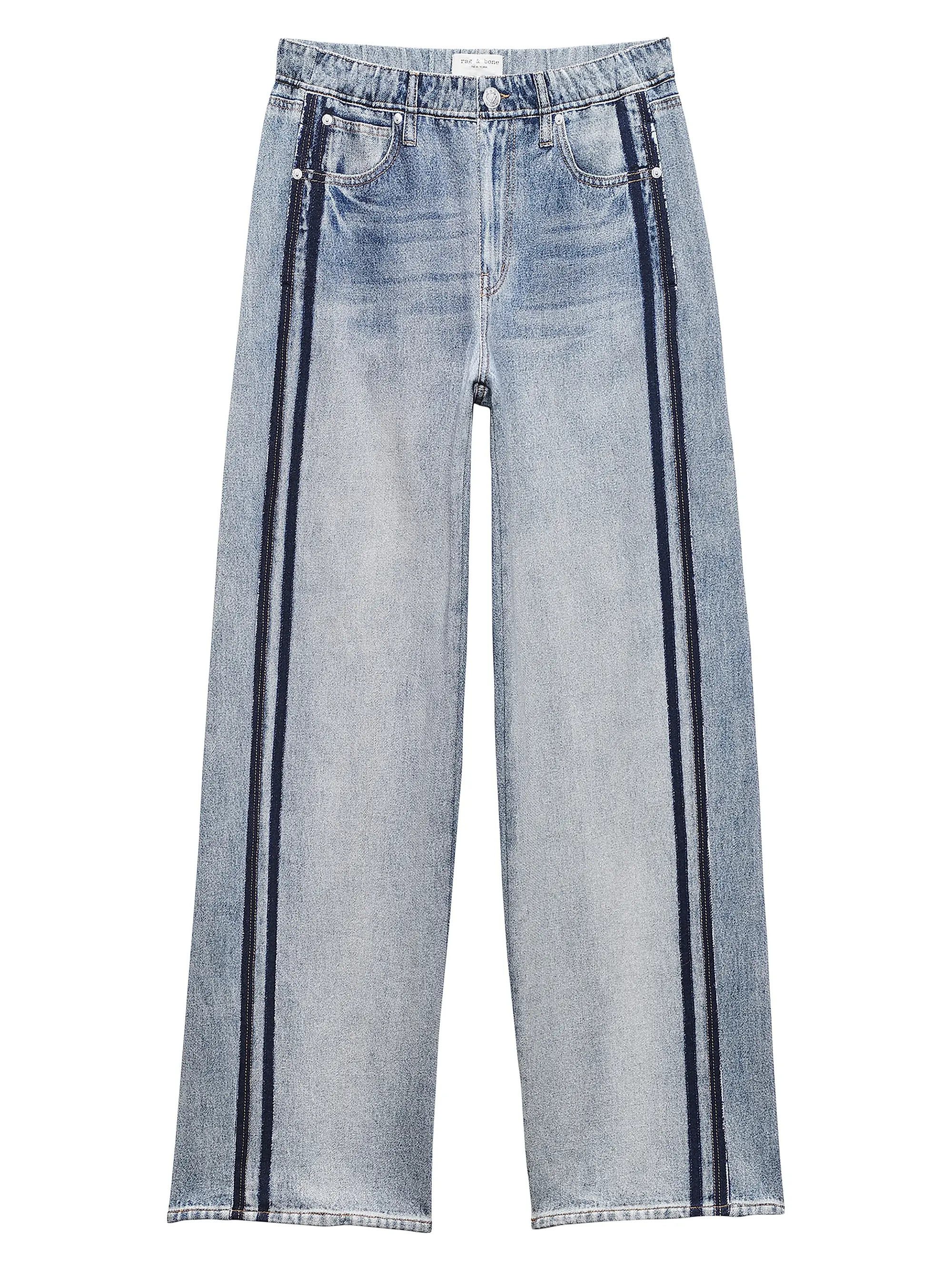 rag & bone Miramar Denim-Print Wide-Leg Track Pants | Saks Fifth Avenue | Saks Fifth Avenue