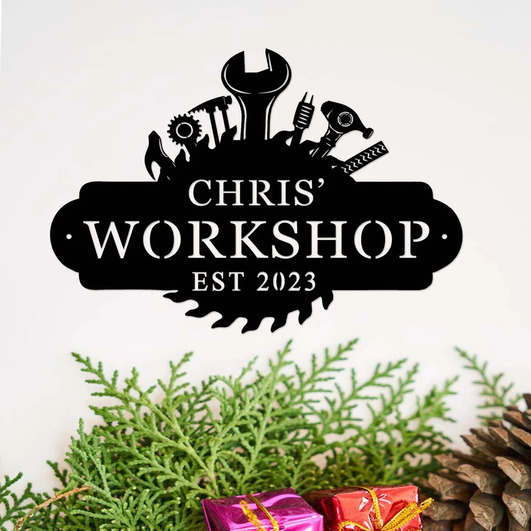 Custom Metal Workshop Sign,tools Repair Metal Wall Art,personalized Builder Name Sign,constructor... | Etsy (US)