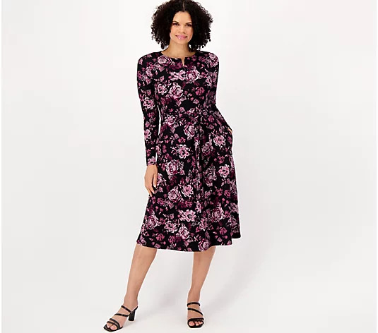 Girl With Curves Zip Front Ponte Midi Dress - QVC.com | QVC
