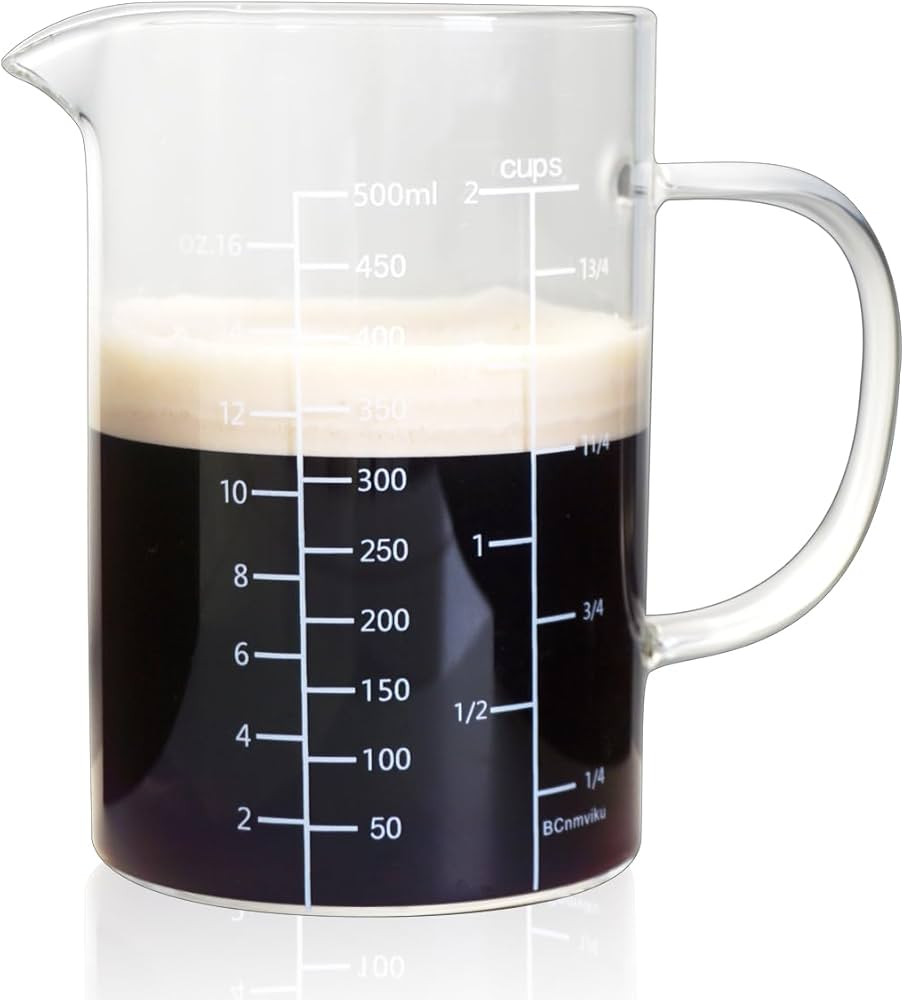 BCnmviku 500ML 2 CUP Glass Measuring Cup With Handle, High Borosilicate Glass Three Scales (OZ, C... | Amazon (US)