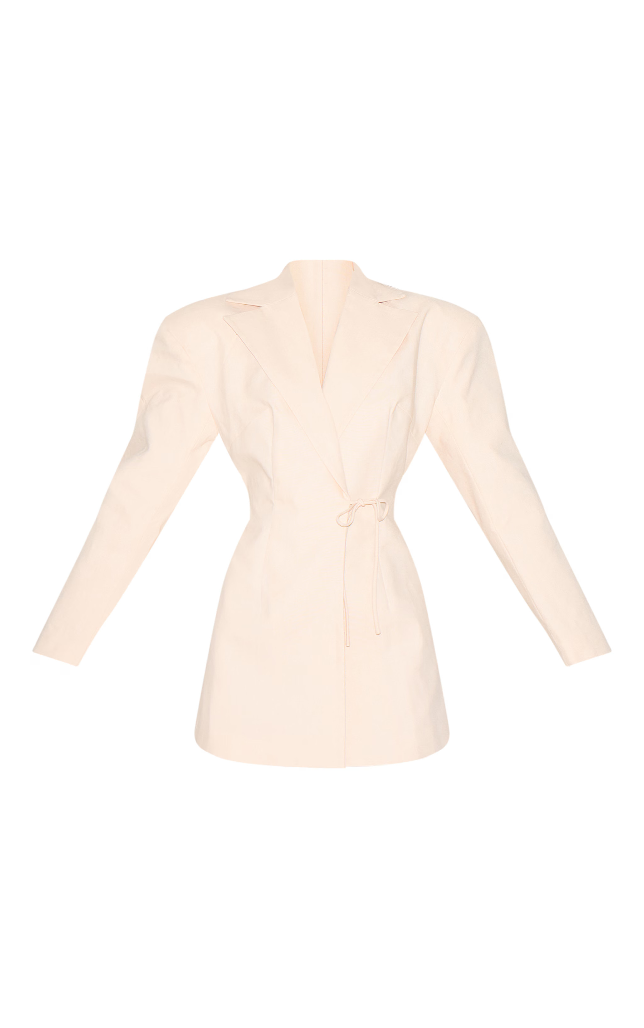 Cream Linen Blend Tie Detail Blazer Dress | PrettyLittleThing US