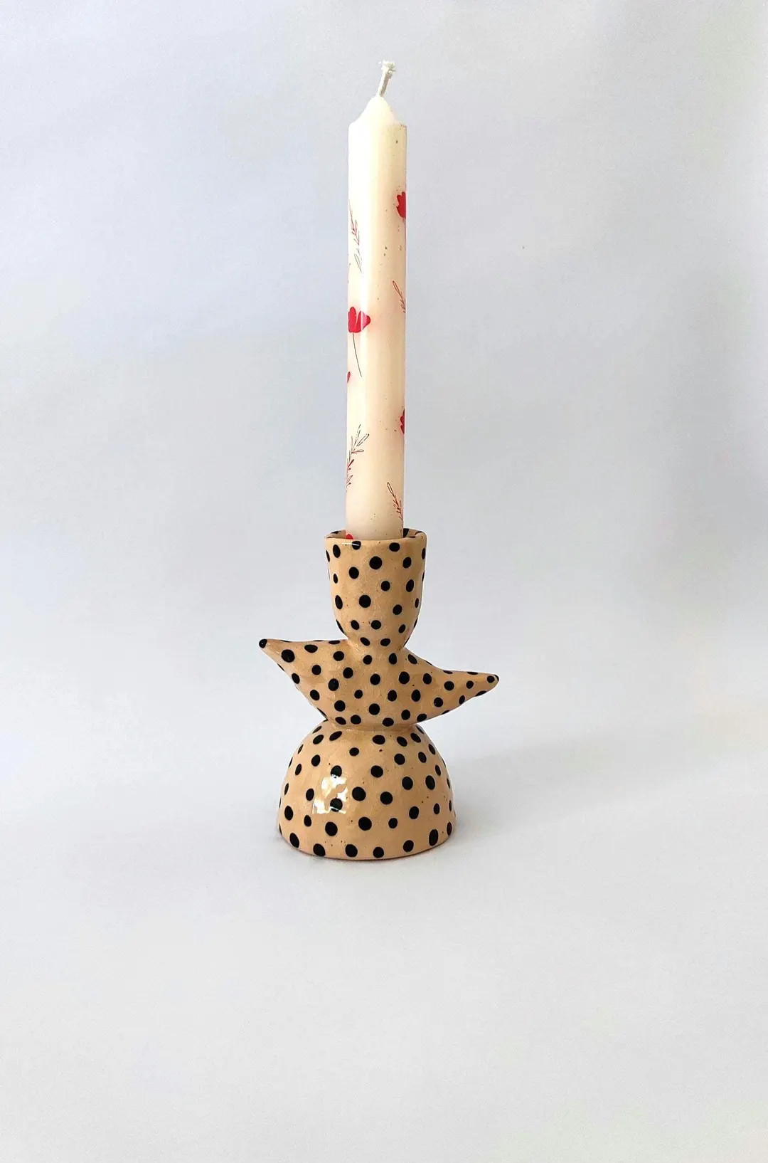 Handmade Ceramic Polka Dot Candlestick, Modern Sculptural Pottery Decor | Etsy (Global)