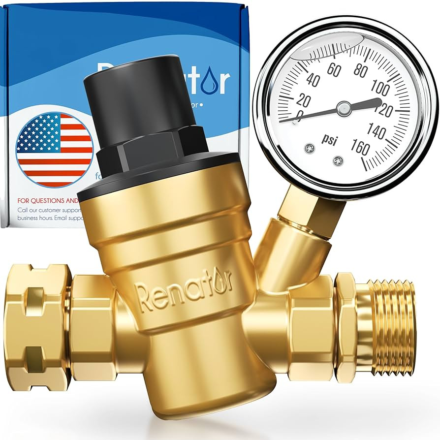 RV Water Pressure Regulator for RV Camper. Brass Lead-free Adjustable Water Pressure Regulator wi... | Amazon (US)