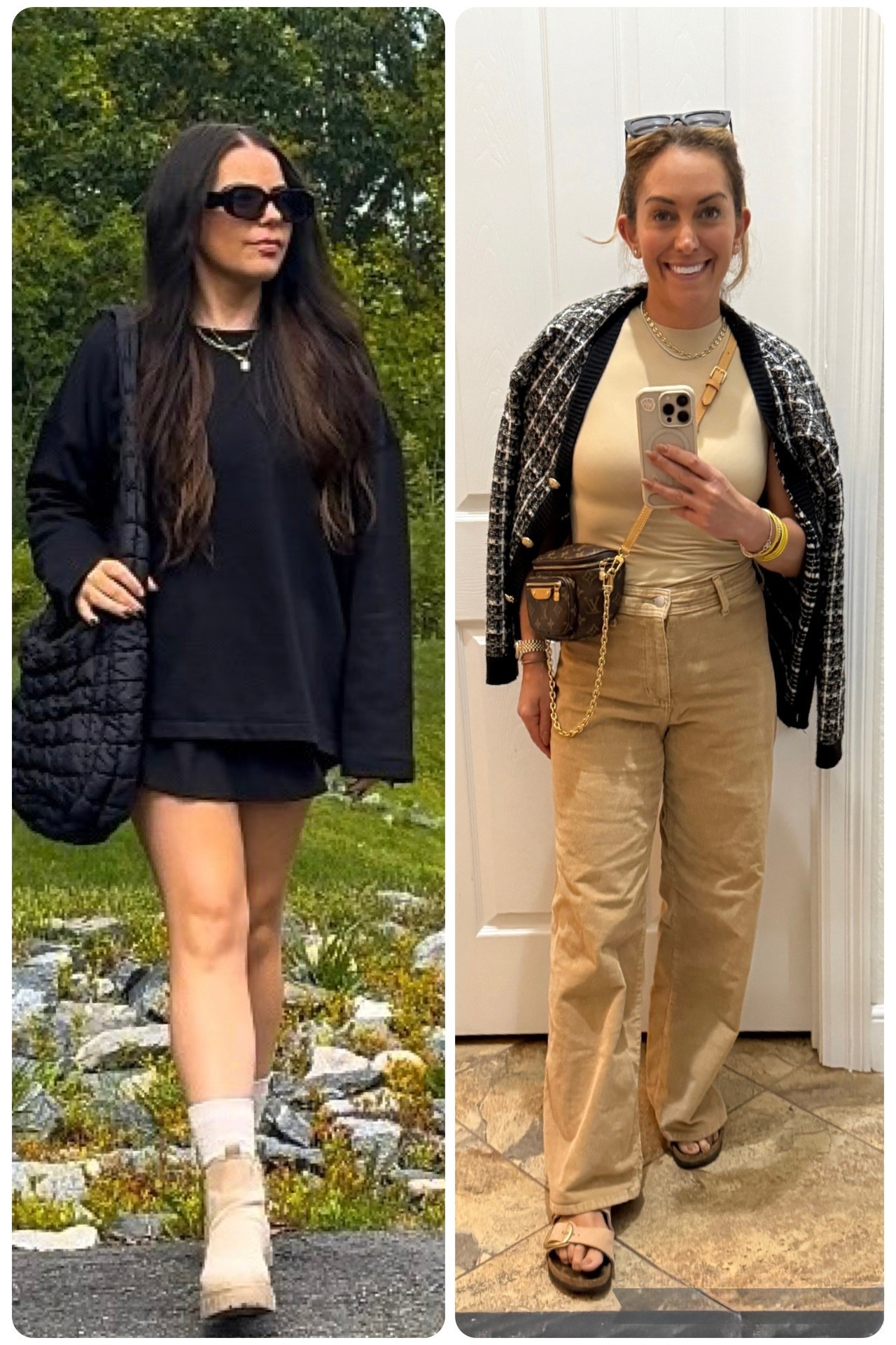 Boston breeze to Florida Sunshine! Boots to sandals, ✌🏼ways to do fall. 🍂🍁 @jessicacolwell and I clearly haven’t different ideas of 70 degree temps! 😜

#LTKSeasonal #LTKNYFW #LTKFallSale