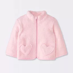 Baby Girls' Heart Fuzzy Jacket - Cloud Island™ Pink | Target