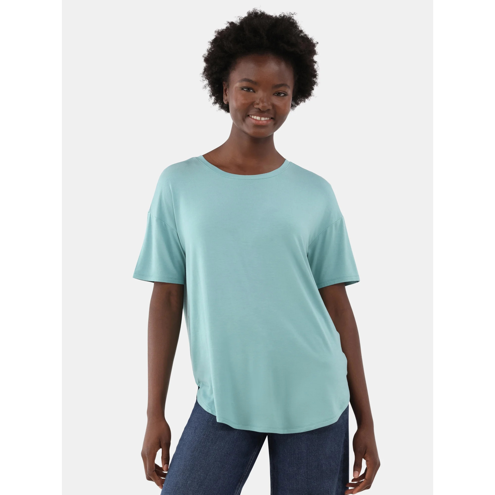 Time and Tru Short Sleeve Crew Neck Tunic Tee, Sizes XS-XXXL | Walmart (US)