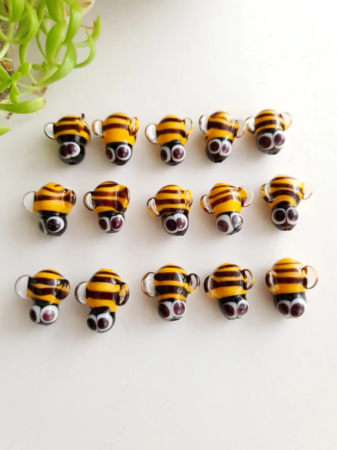 Set of 15 Handmade Glass Bee Beads | Etsy (US)