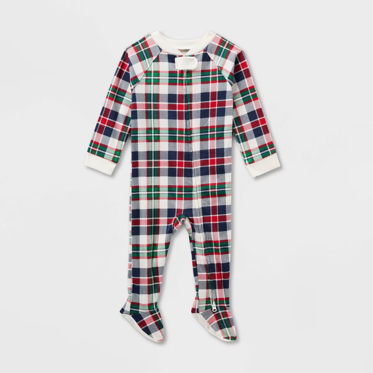 Baby Plaid Ribbed Holiday Matching Family Footed Pajamas - Wondershop™ Cream | Target