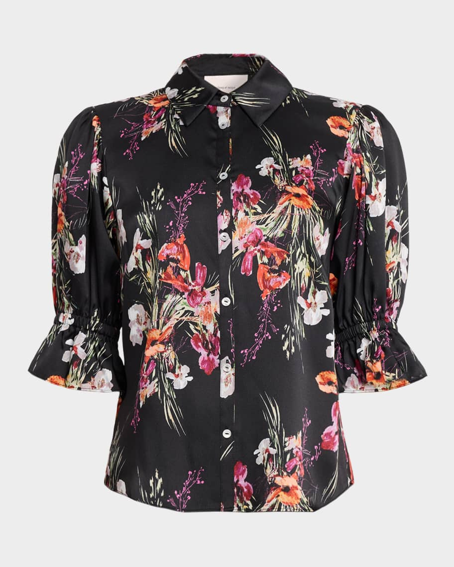 Fiona Satin Iris Bouquet Top | Neiman Marcus