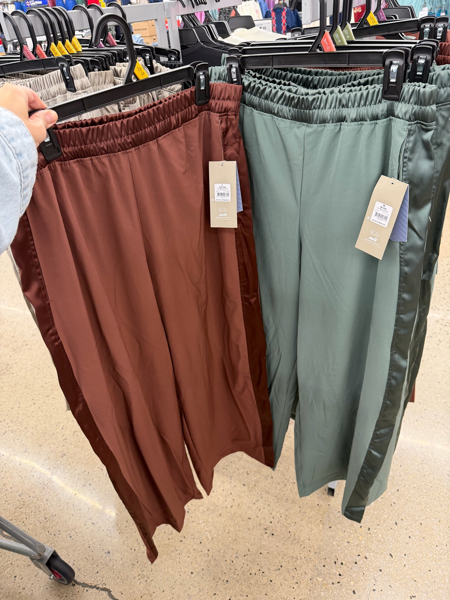 Restock on these Walmart wide leg lightweight active pants with satin side stripe. They fit tts, I got the medium hoping they’d be a little longer and I’m 5’8”. walmartfashion