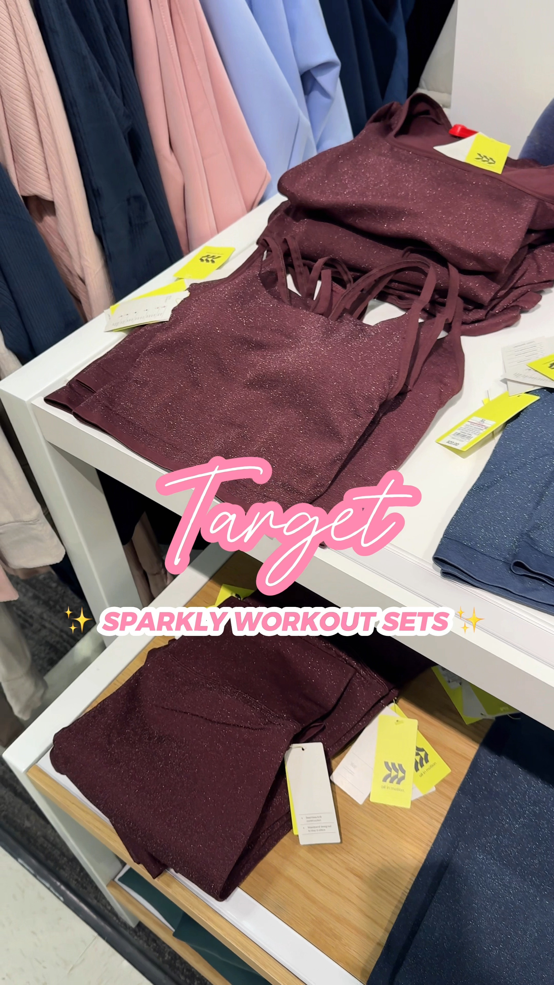Calling all the fitness girlies! 💪🏾✨ Target just dropped some new sparkly workout sets in their all in motion collection 😍.

They come in burgundy, navy, black, and dark green too.  

there is a long sleeve top, a strappy sleeveless top, workout shorts, and workout leggings. These would be so cute for my next barre Pilates class. 

If you’re looking for a Christmas gift for the Pilates princess in your life, this is a great gift idea! 

🎅🏾 gifts for her

#LTKGiftGuide #LTKFitness #LTKHoliday