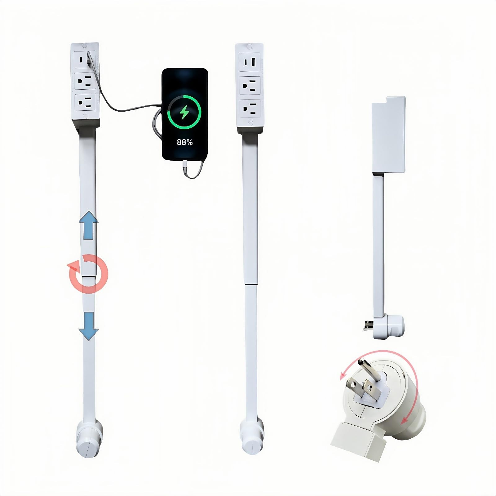 Power Socket Expander Access Hard-to-Reach Outlets, Electrical Outlet Extender, Features USB-A, U... | Amazon (US)