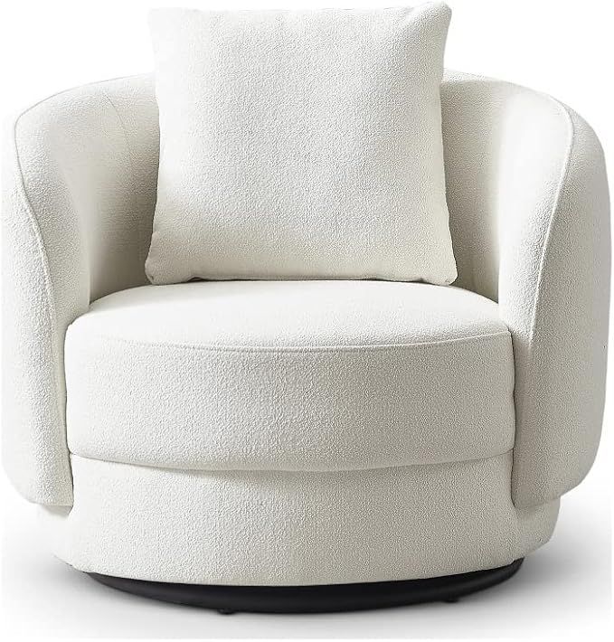 Ashcroft Furniture Co Perto Mid Century Modern Boucle Fabric Accent Armchair (Ivory) | Amazon (US)