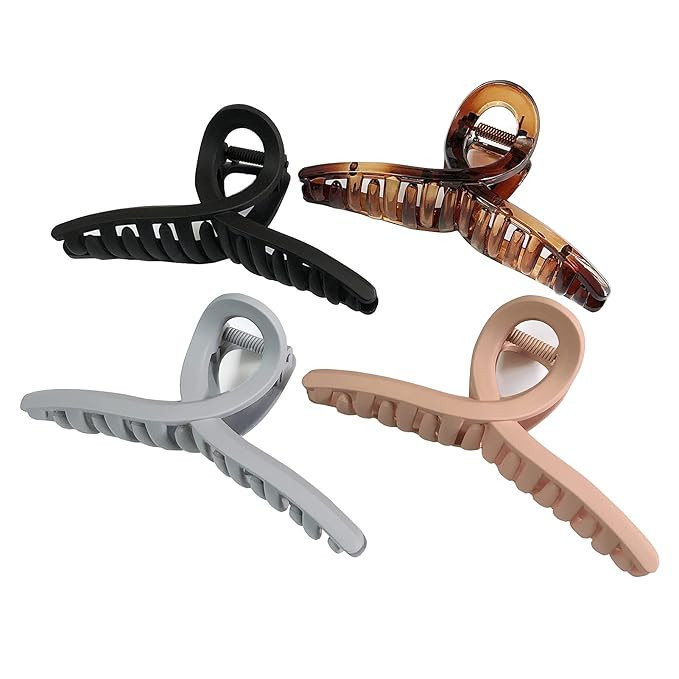 Hair Claw Clips Large 4.3 Inch No Slip Big Matte Jaw Butterfly Clip Clamp 4 Colors for Thin Fine ... | Amazon (US)