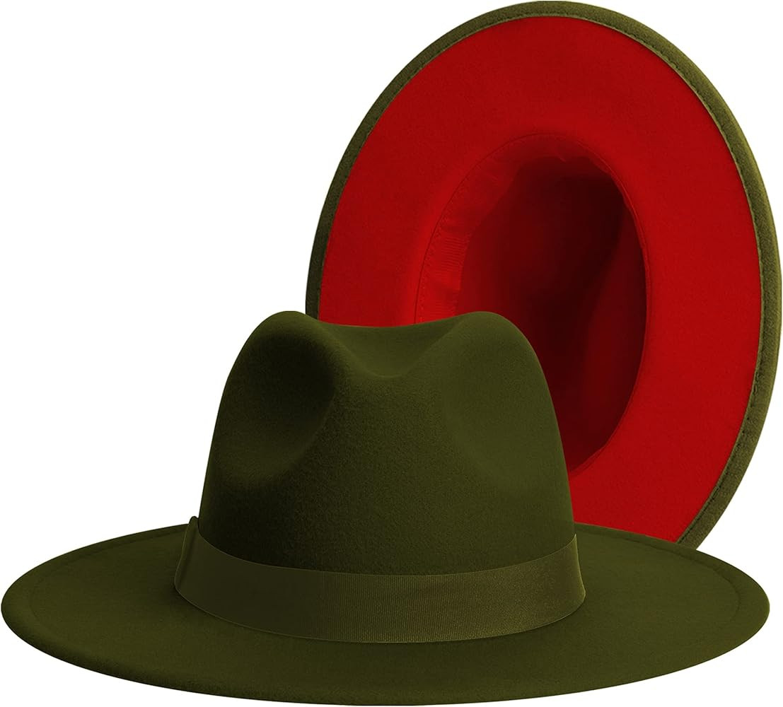 Wide Brim Fedora Hats for Women & Men Classic Dress Panama Hat Adjustable Felt Hat with Band | Amazon (US)