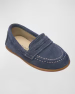Boy's Suede & Leather Penny Loafers, Baby/Toddler/Kids | Neiman Marcus