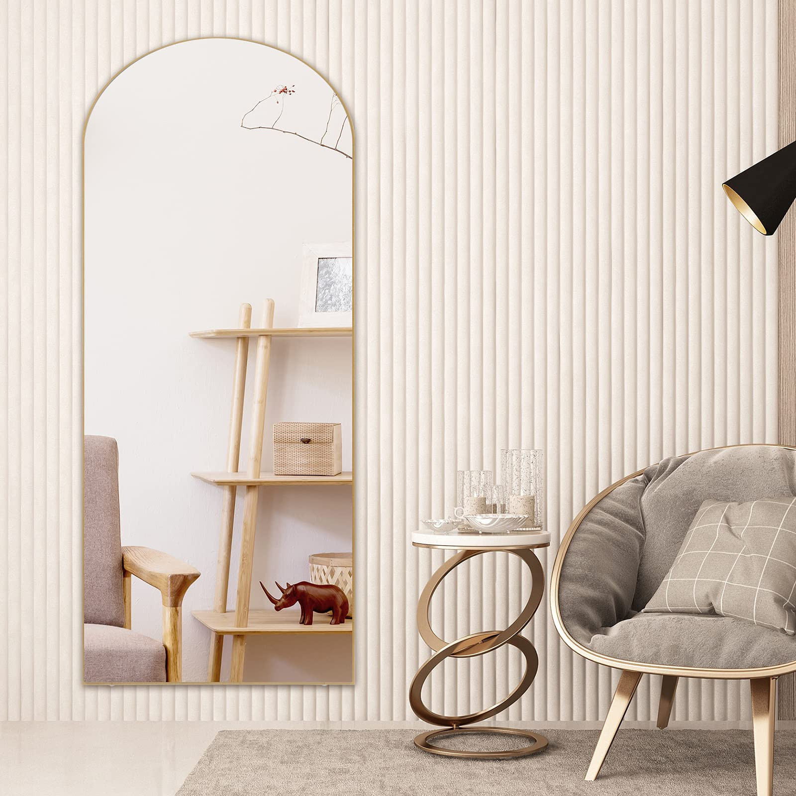 CONGUILIAO 65''x22'' Full Length Mirror, Arched Mirror, Floor Mirror with Stand, Full Body Mirror, W | Amazon (US)
