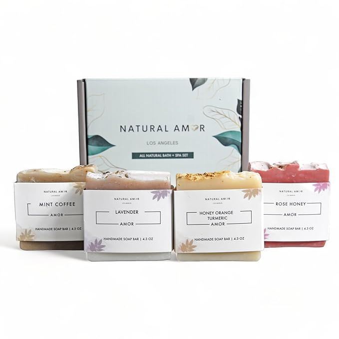 Natural Amor- Organic Handmade Soap Bar Set (4 Pack), Natural Soap for Women, Mother's Day Gift S... | Amazon (US)