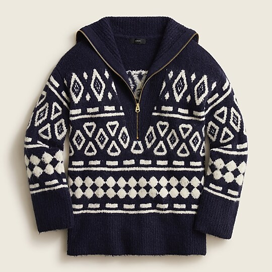 Relaxed half-zip sweater in geometric knit | J. Crew US