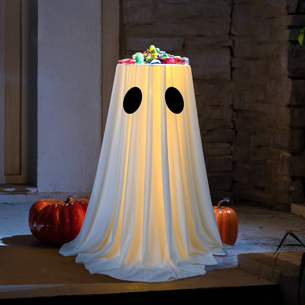 Halloween Decorations - DIY Halloween Ghost Candy Bowl Stand Decoration with 8 Modes Remote Contr... | Amazon (US)