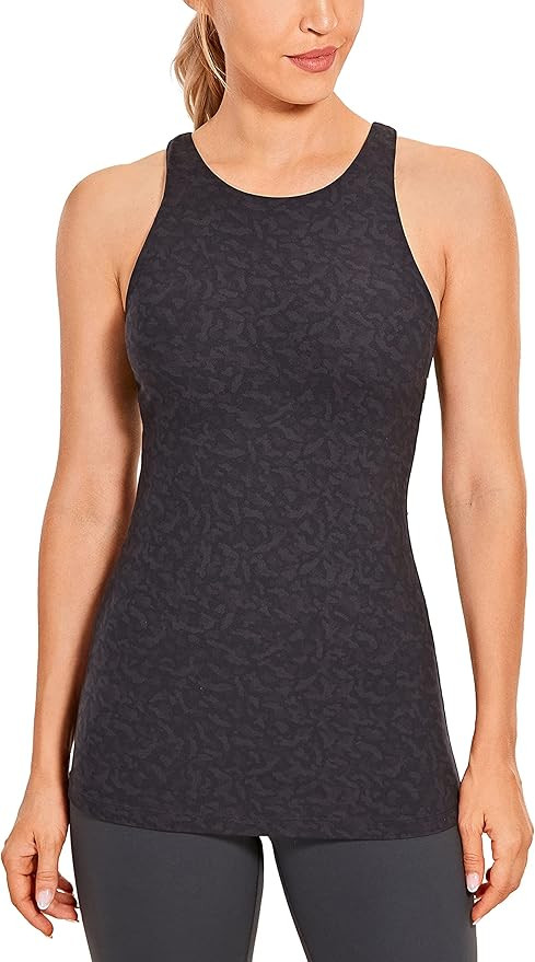CRZ YOGA Women's Naked Feeling Soft Workout Tank Tops with Built in Bra Racerback High Neck Athle... | Amazon (US)