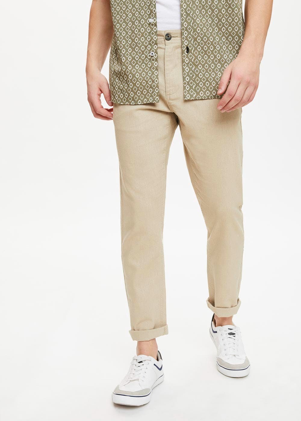 Linen Blend Trousers – Stone | Matalan UK