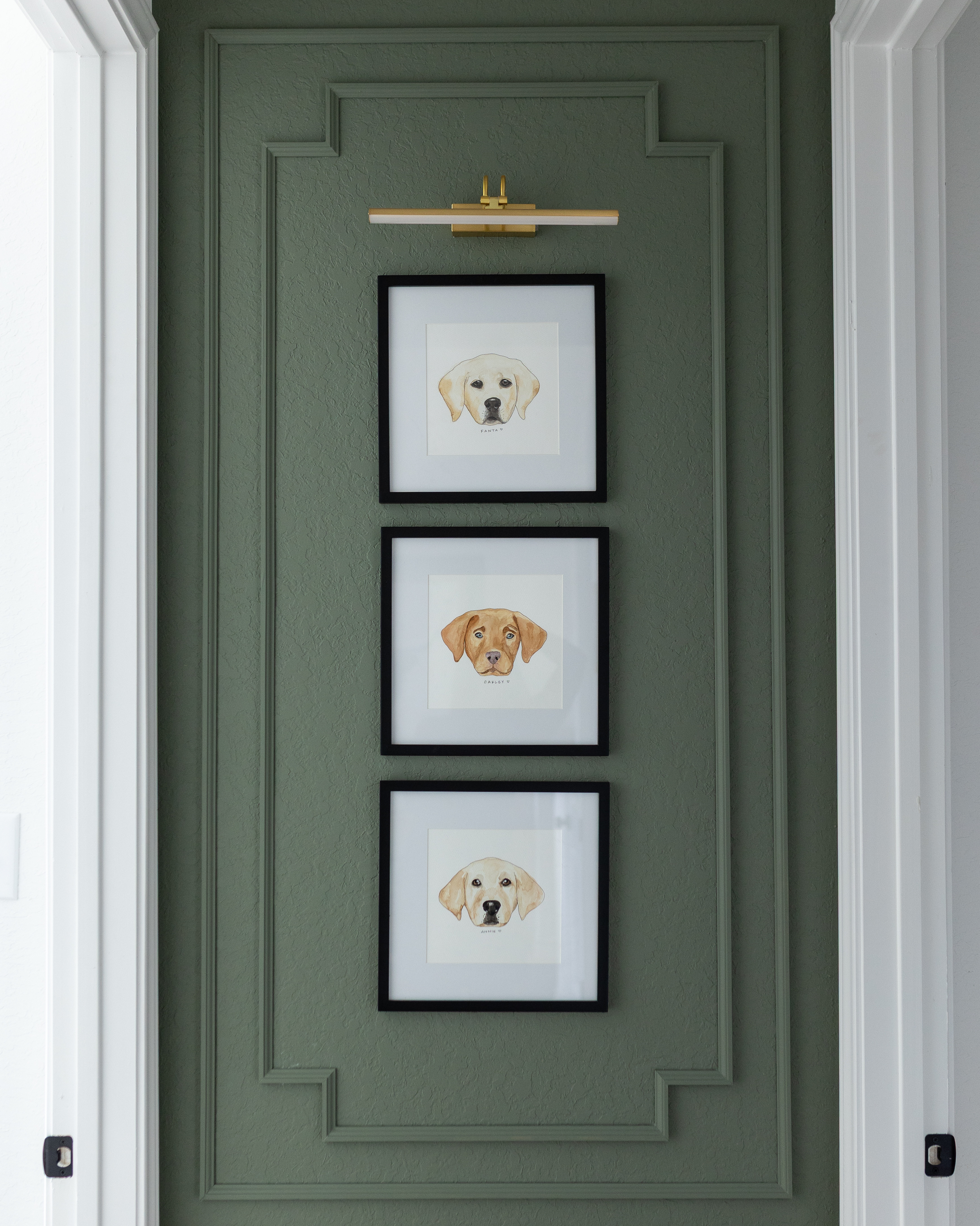 Some of my favorite home updates aren't the biggest projects — they're the little details that make a house feel more personal.

A bit of picture frame moulding, a fresh coat of paint, and a gallery wall featuring watercolor portraits of our dogs completely transformed a space we used to walk past without noticing. Adding a rechargeable picture light was the finishing touch. It brings so much warmth to the hallway, especially in the evenings!

If you're looking for hallway decor ideas or inspiration for creating a meaningful gallery wall, I've linked everything I used.

#LTKHome #LTKSaleAlert