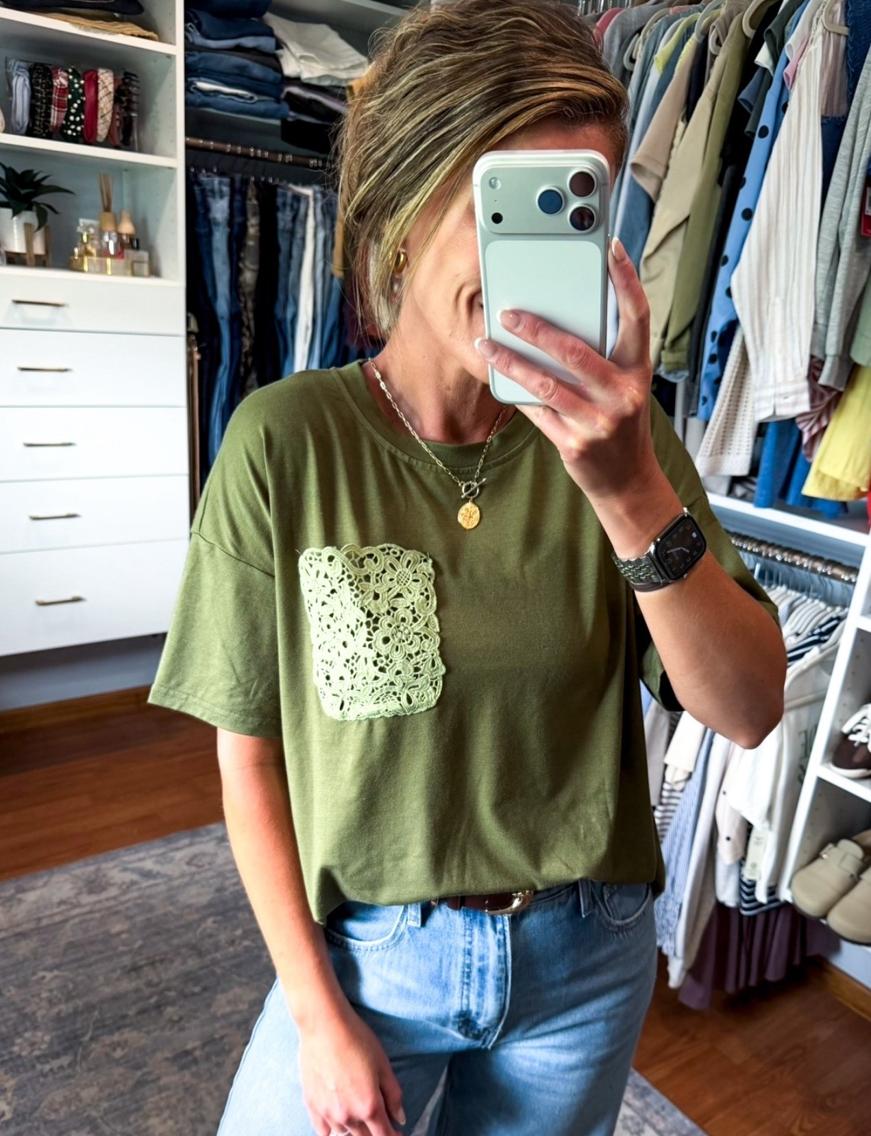 Not so basic, basic tee. The pocket detail is so cute 
Wearing small

#LTKSaleAlert #LTKSeasonal #LTKOver40
