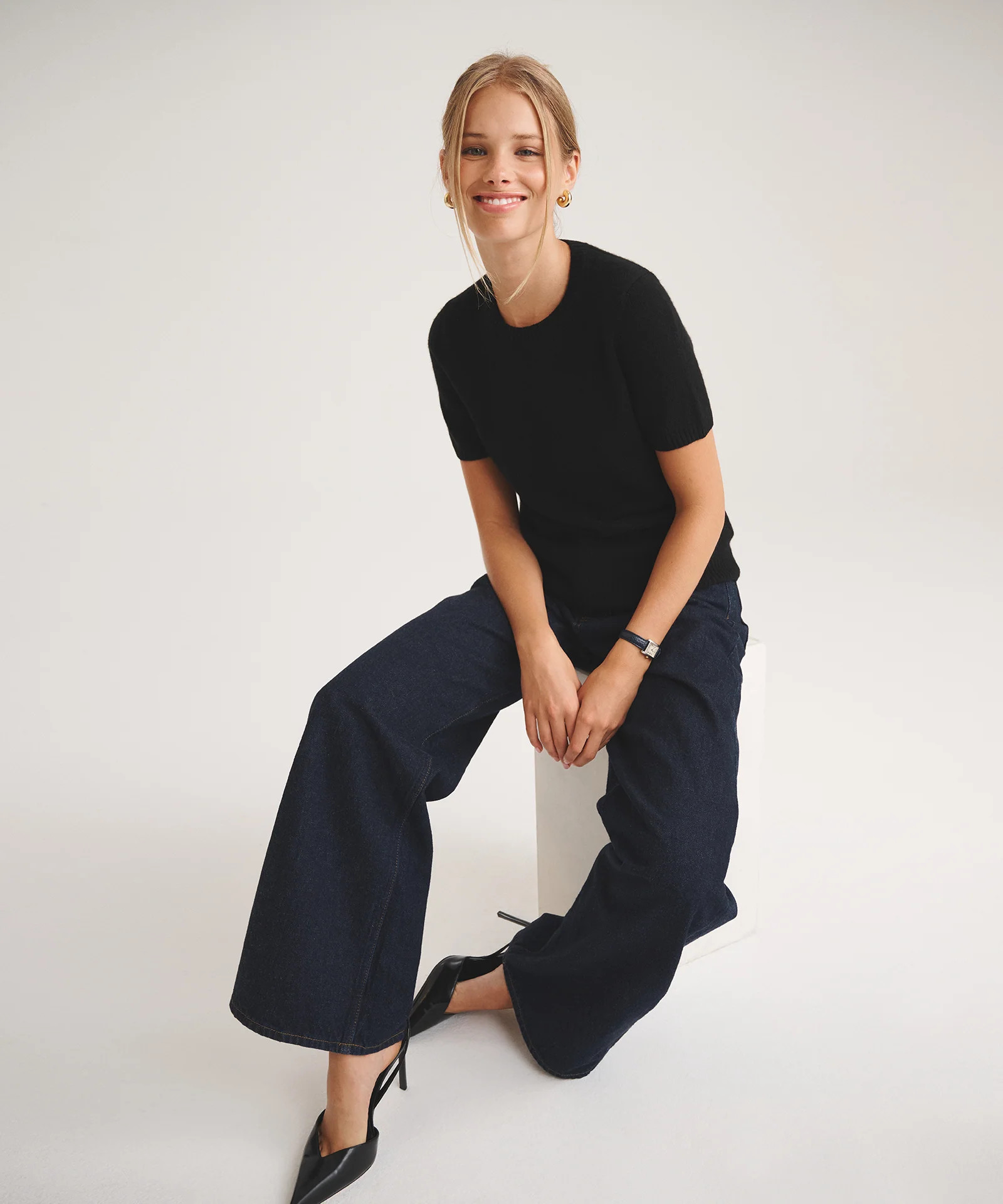 Basic Cashmere Short Sleeve Sweater | NAADAM