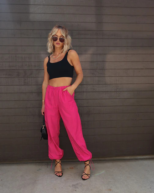 Kenny Nylon Pocketed Pants - Hot Pink - FINAL SALE | VICI