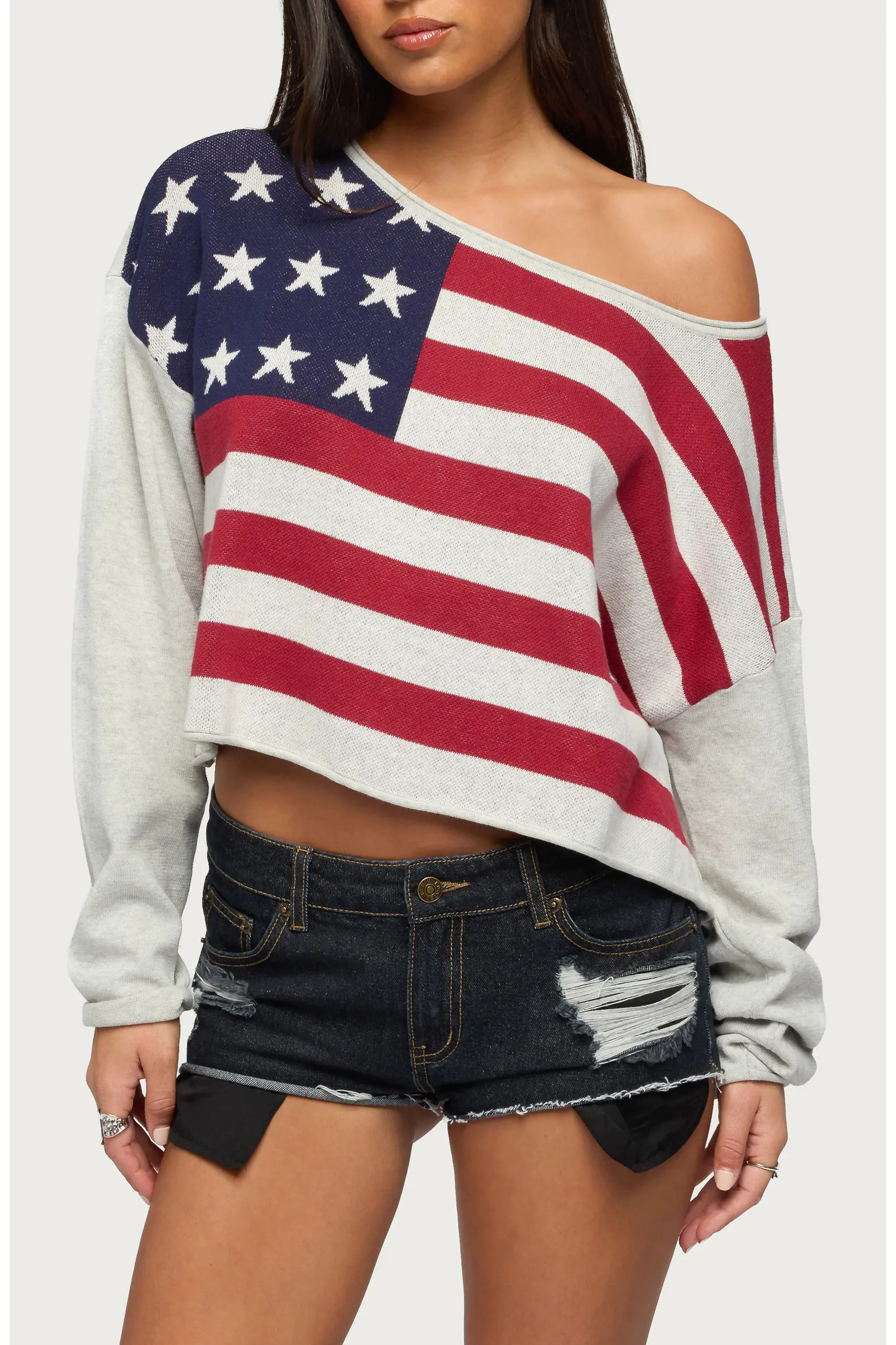 USA One-Shoulder Cotton Sweater (Women) | Nordstrom | Nordstrom