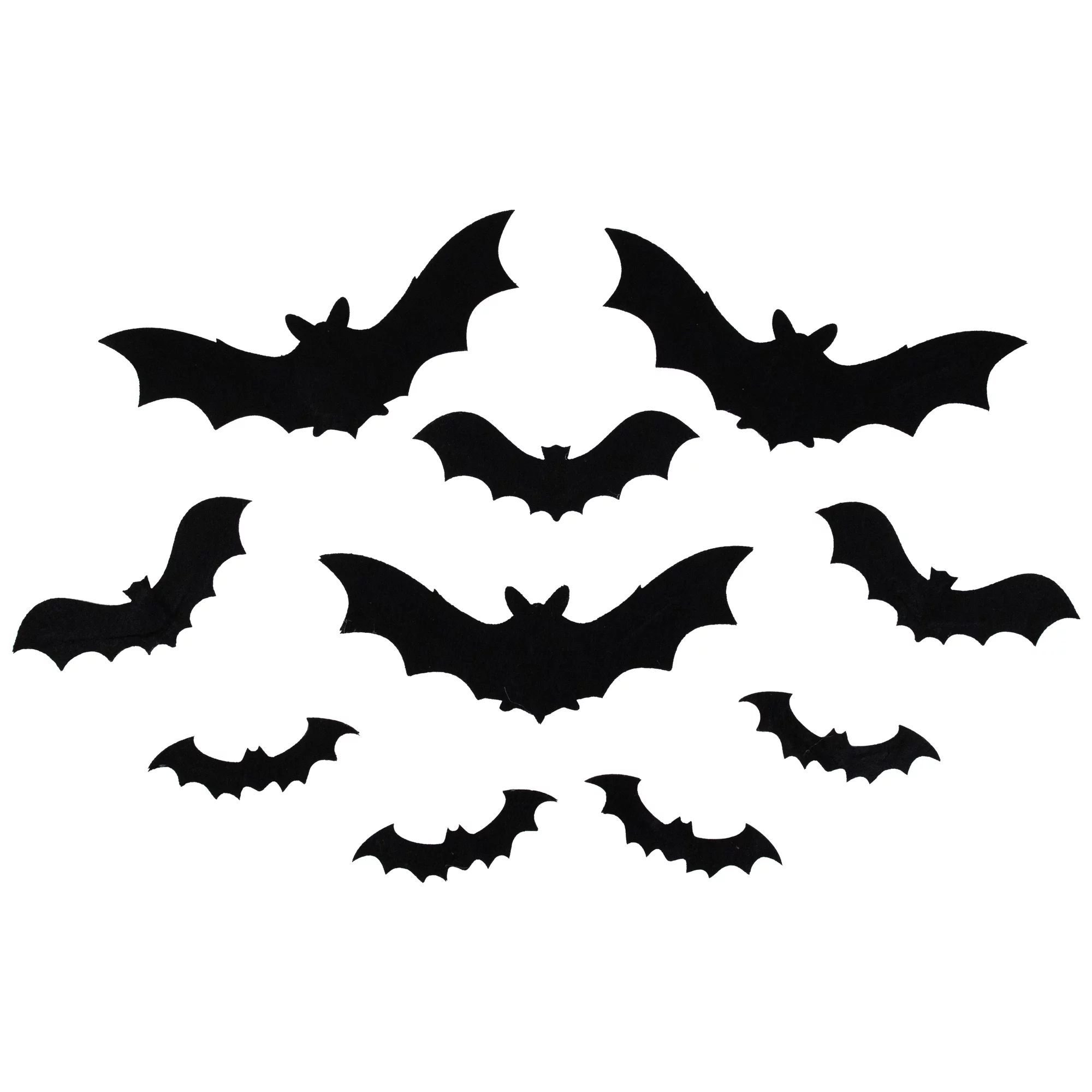 Set of 10 Black Halloween Posable Felt Bats | Walmart (US)