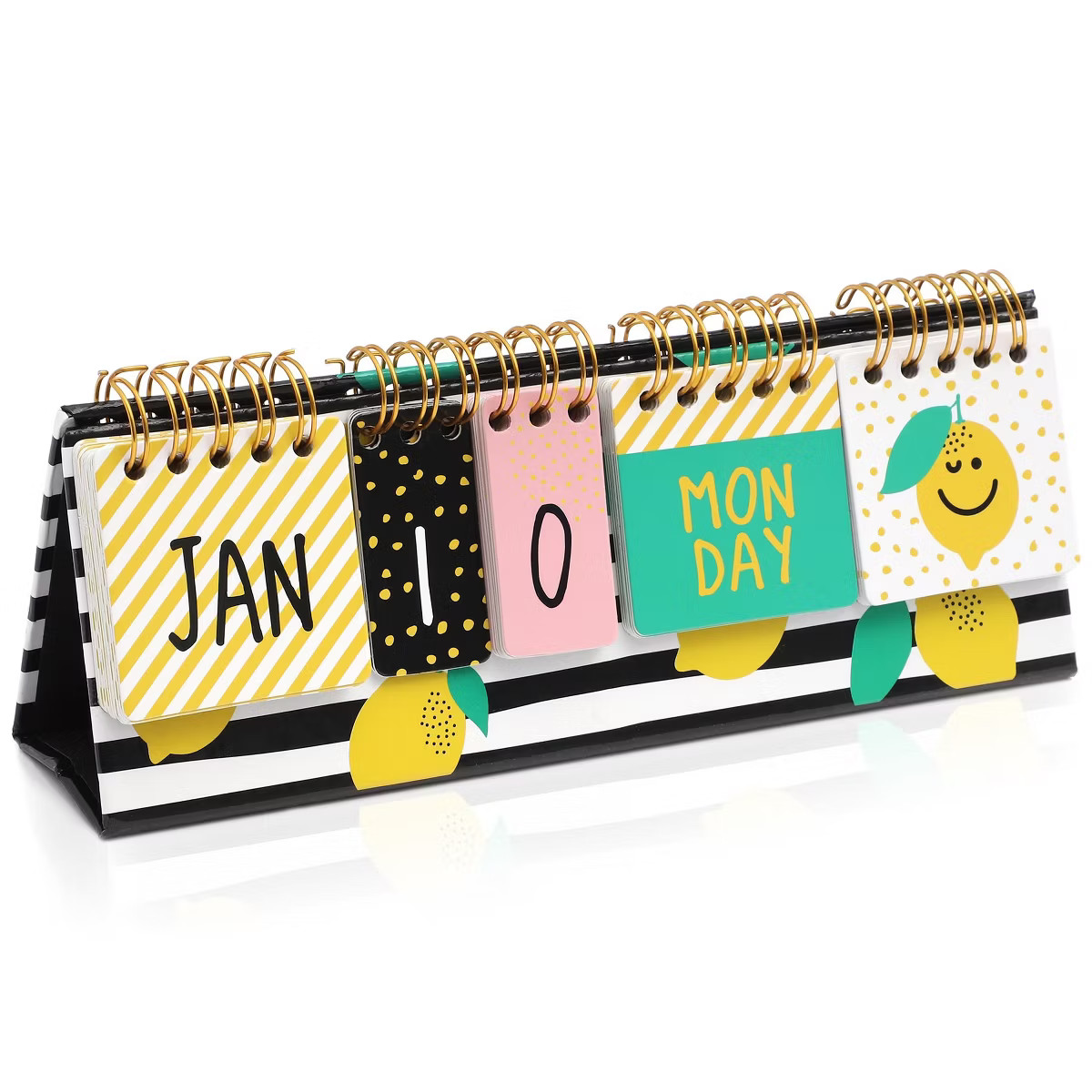 Paper Junkie Lemon Perpetual Flip Calendar for Office Desktop, Classroom Supplies, Desk Calendar ... | Target