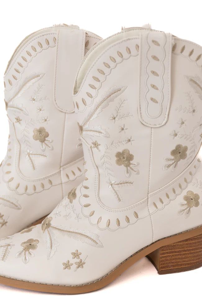 Leann Embroidered Bone Leather Cowboy Boots FINAL SALE | Pink Lily