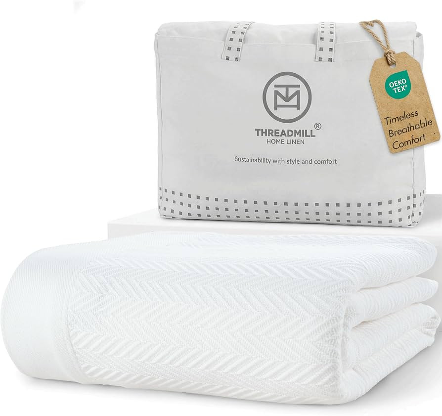 Threadmill Luxury Cotton Blanket for Queen Size Bed | All-Seasons Breathable Oeko TEX 100% Cotton... | Amazon (US)