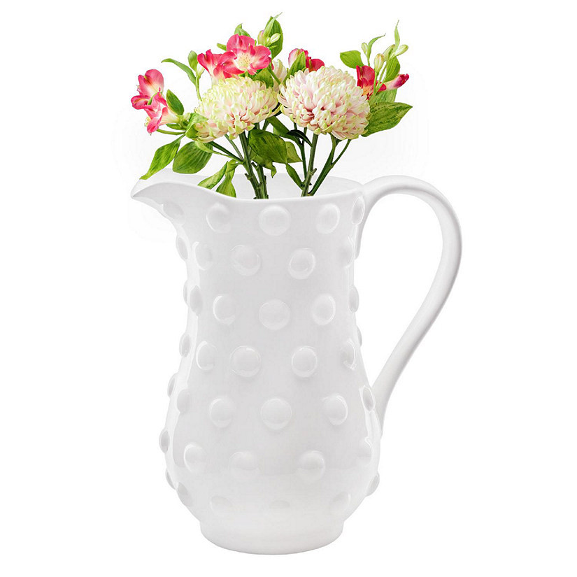 White Hobnail Ceramic Pitcher, Large 1Gal Vintage Retro Fenton Milk Glass Style | Oriental Trading Company