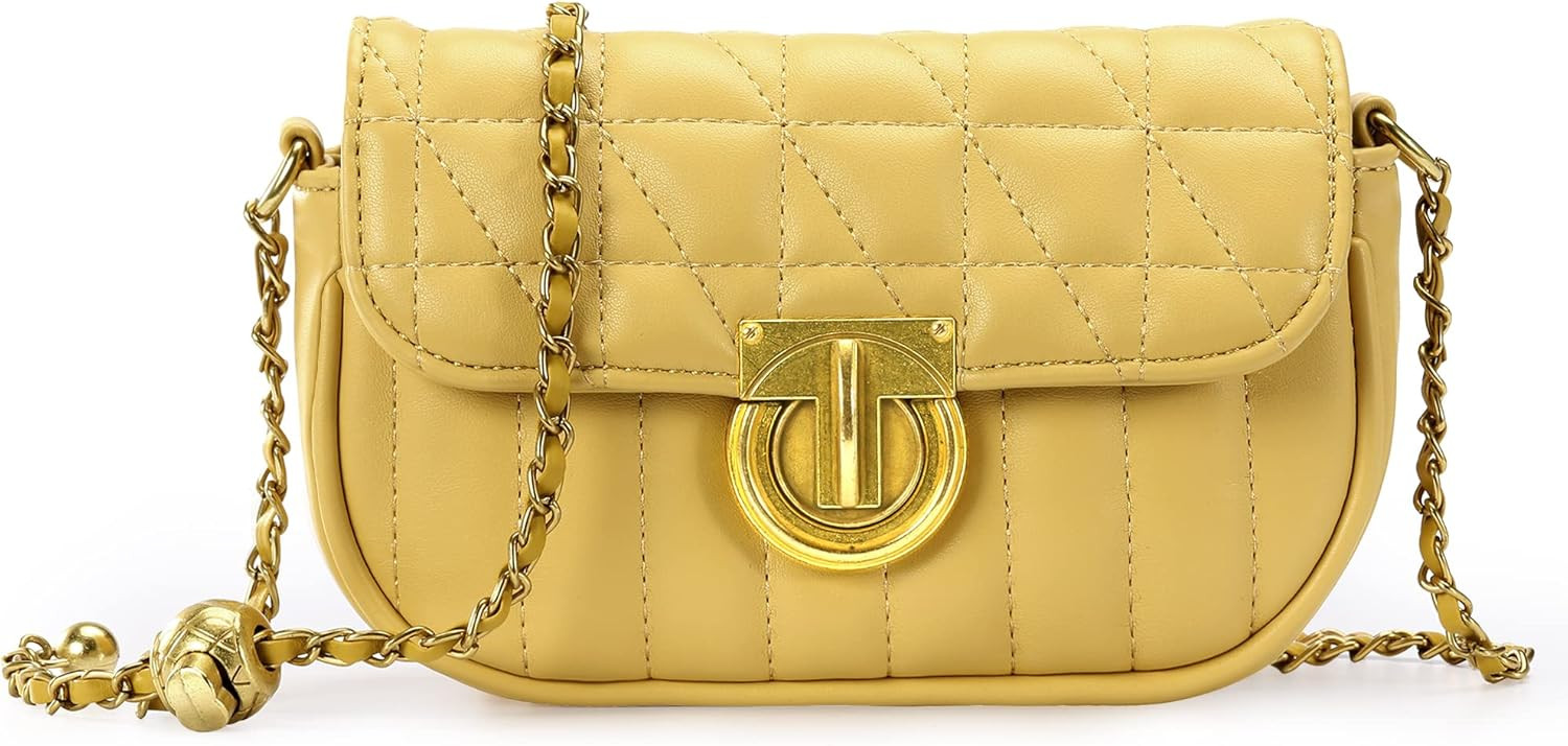 Milan Chiva Mini Quilted Crossbody Bag for Women Fashion Small Handbag Cute Purse with Chain Shou... | Amazon (US)