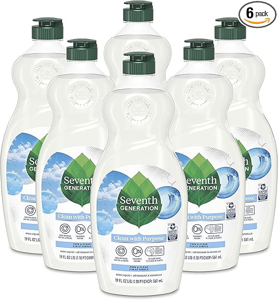 Seventh Generation Dish Liquid Soap Free & Clear liquid soap Pack of 6 Dishwashing Soap Dish Soap... | Amazon (US)