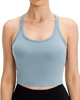 Lavento Women's Racerback Sports Bra Yoga Crop Top with Built in Bra | Amazon (US)