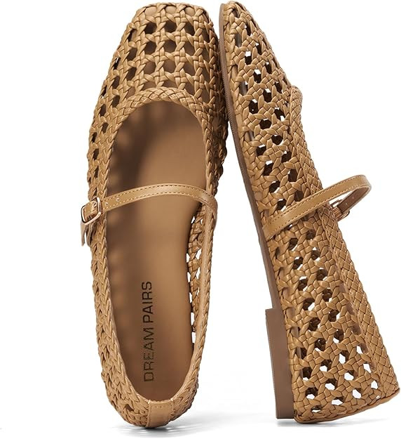 DREAM PAIRS Woven Ballet Mary Jane Flats for Women Dressy Comfortable Square Toe Ballerina Flats ... | Amazon (US)
