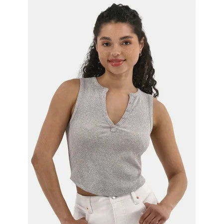 No Boundaries Rib Henley Tank Women s | Walmart (US)