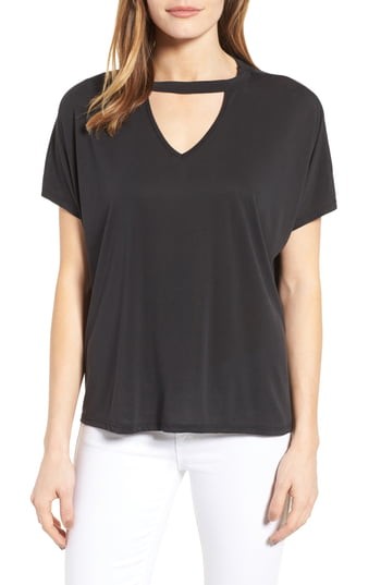 Petite Women's Bobeau Cutout Tee, Size Small P - Black | Nordstrom
