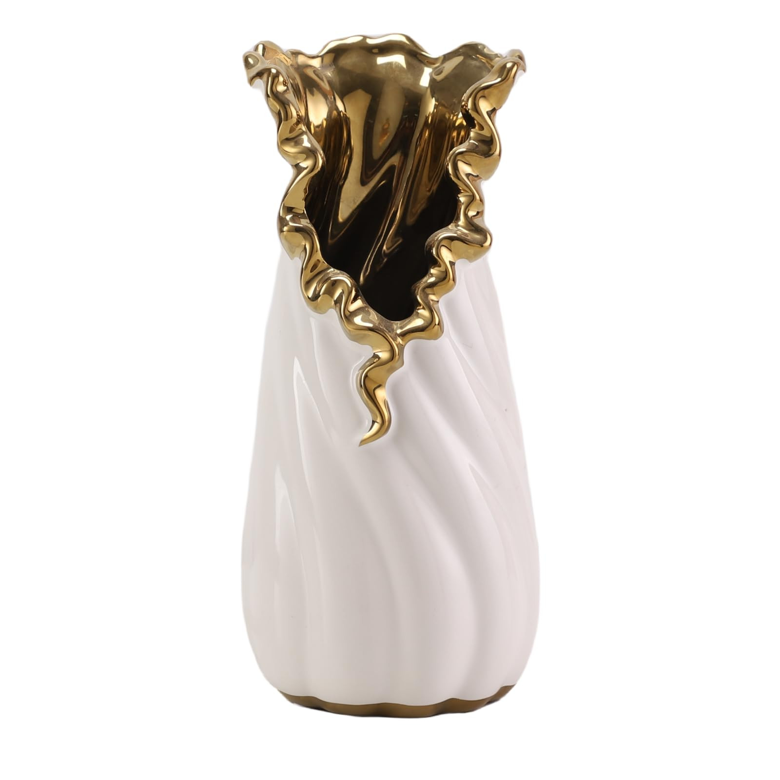 Modern White and Gold Vase Home Decor Hydroponic Table Center Ceramic Vase Decorative Vase with F... | Amazon (US)