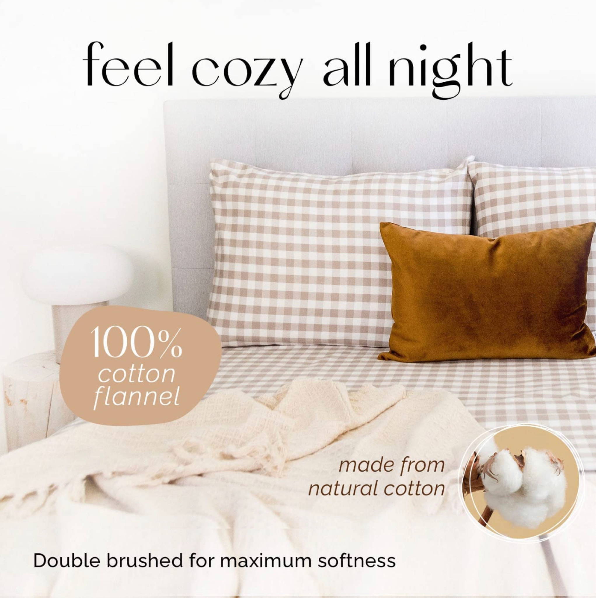 Five Looms - Cozy Flannel Bed Sheet Set, 100% Cotton Flannel Sheets with Deep Pockets, All Around Elastic, Ultra Soft Flannel - Fitted Sheet, Flat Sheet, and 1 Pillowcase, Twin Size, Gingham Beige

#LTKFind #LTKhome #LTKunder50