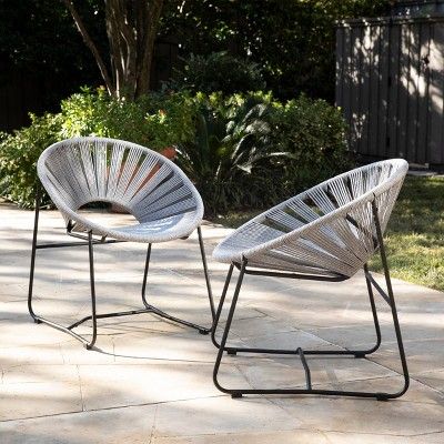 Rondly 2pk Outdoor Patio Rope Accent Chair Gray - Holly & Martin | Target