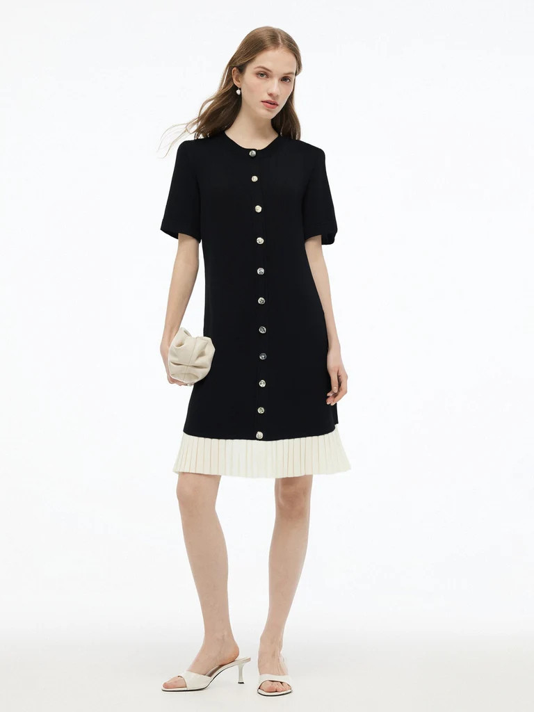 Tencel Blend Color Block Women Knit Mini Dress | GOELIA